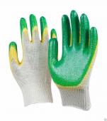 Перчатки  с 2-м латексным покрытием (зелёно-желтые)   (10пар)